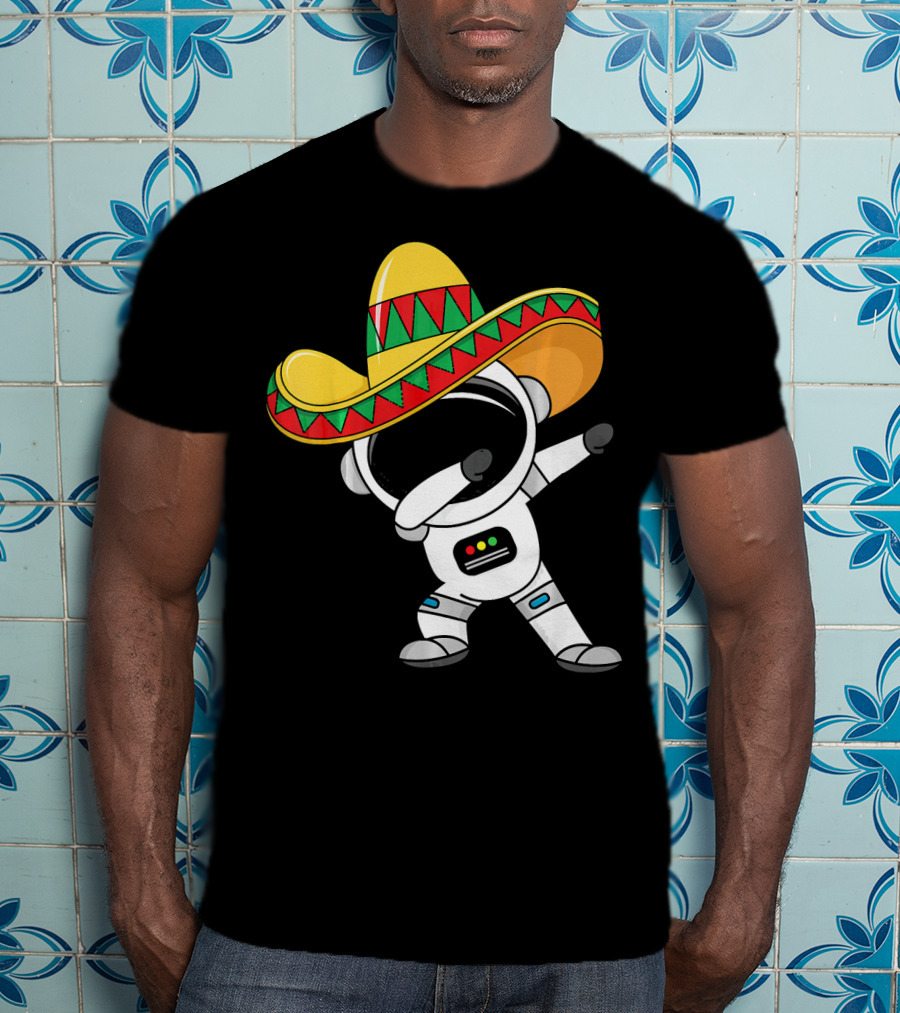 Kids Cinco De Mayo Astronaut Sombrero Dabbing T-Shirt