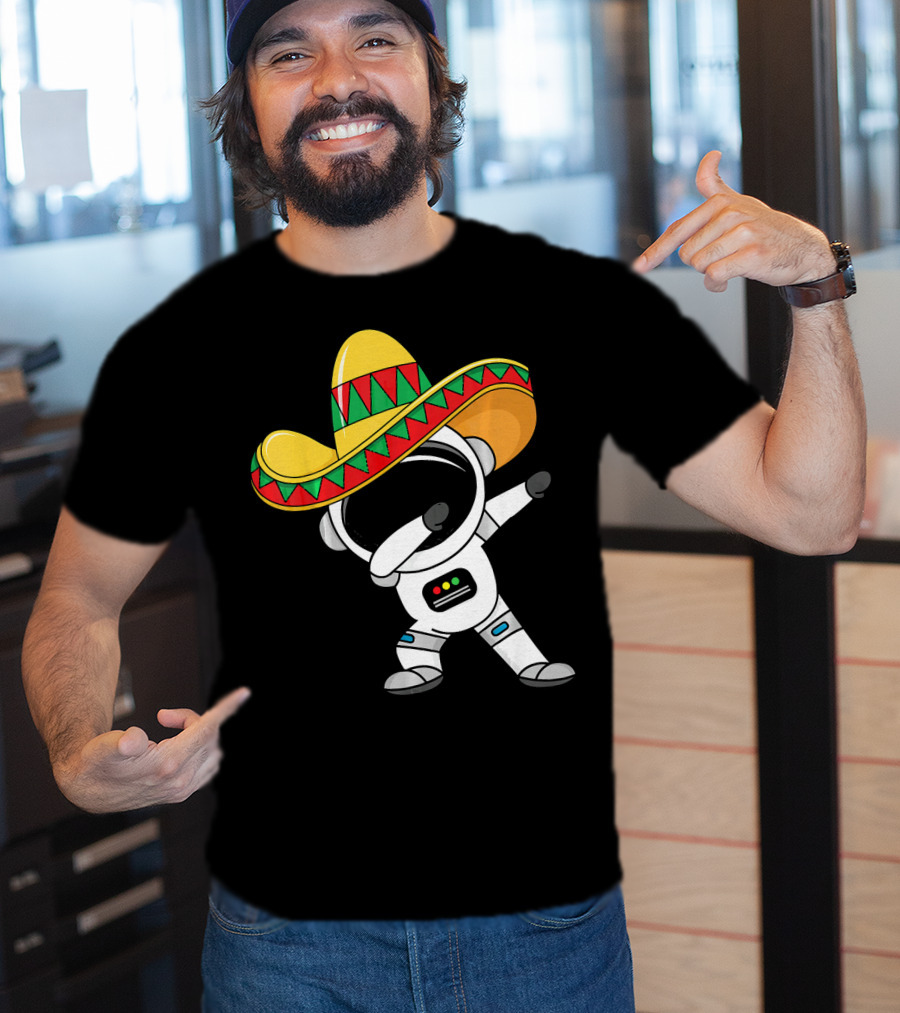 Kids Cinco De Mayo Astronaut Sombrero Dabbing T-Shirt