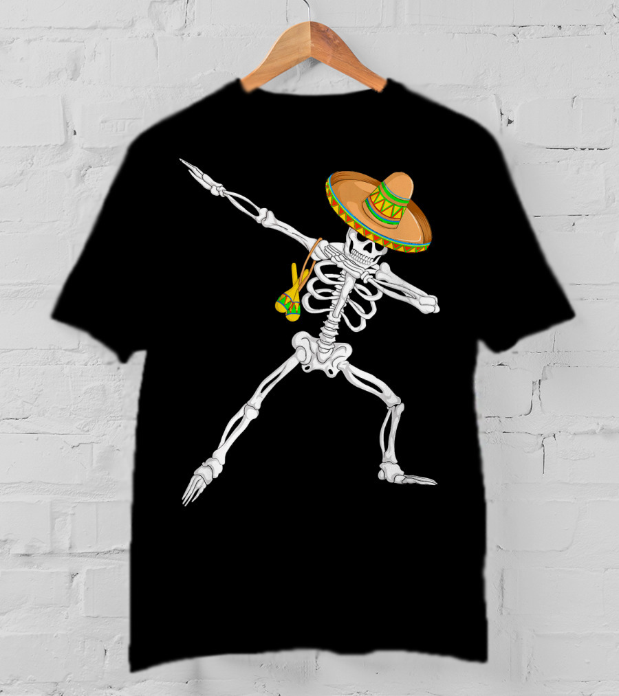 Cinco De Mayo Dabbing Skeleton Sombrero Dance T-Shirt