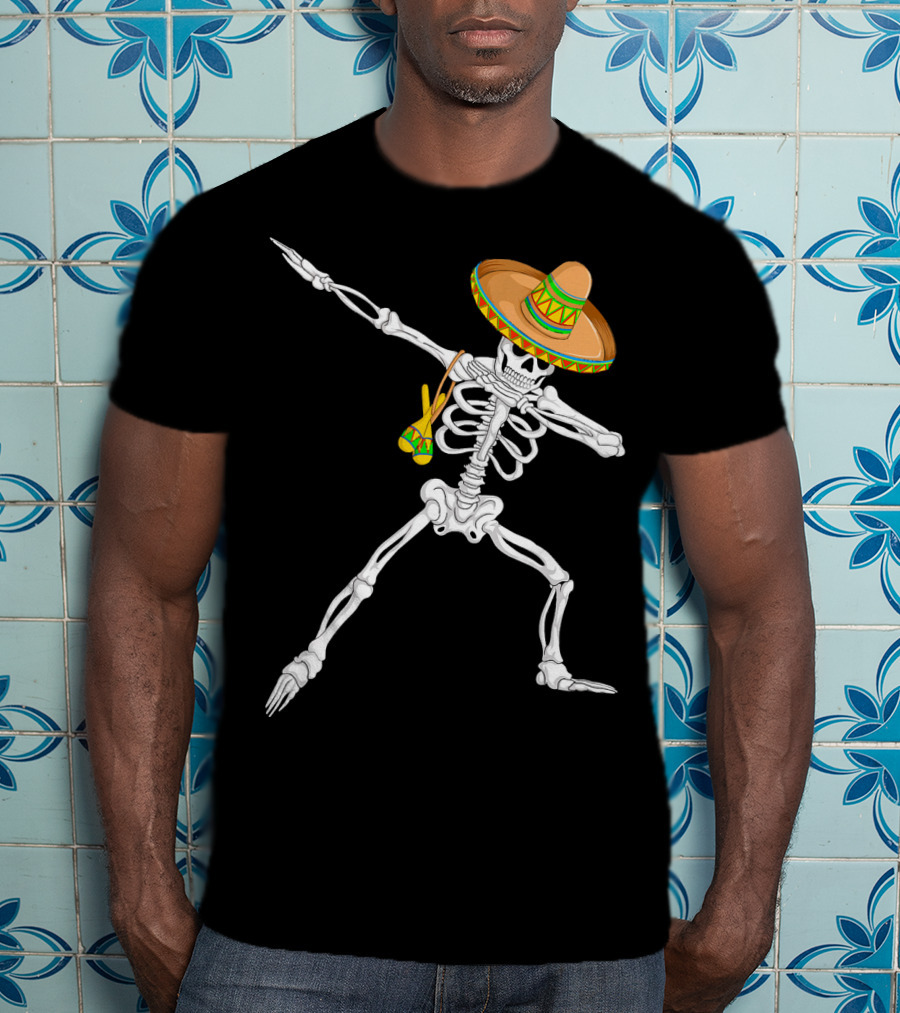 Cinco De Mayo Dabbing Skeleton Sombrero Dance T-Shirt