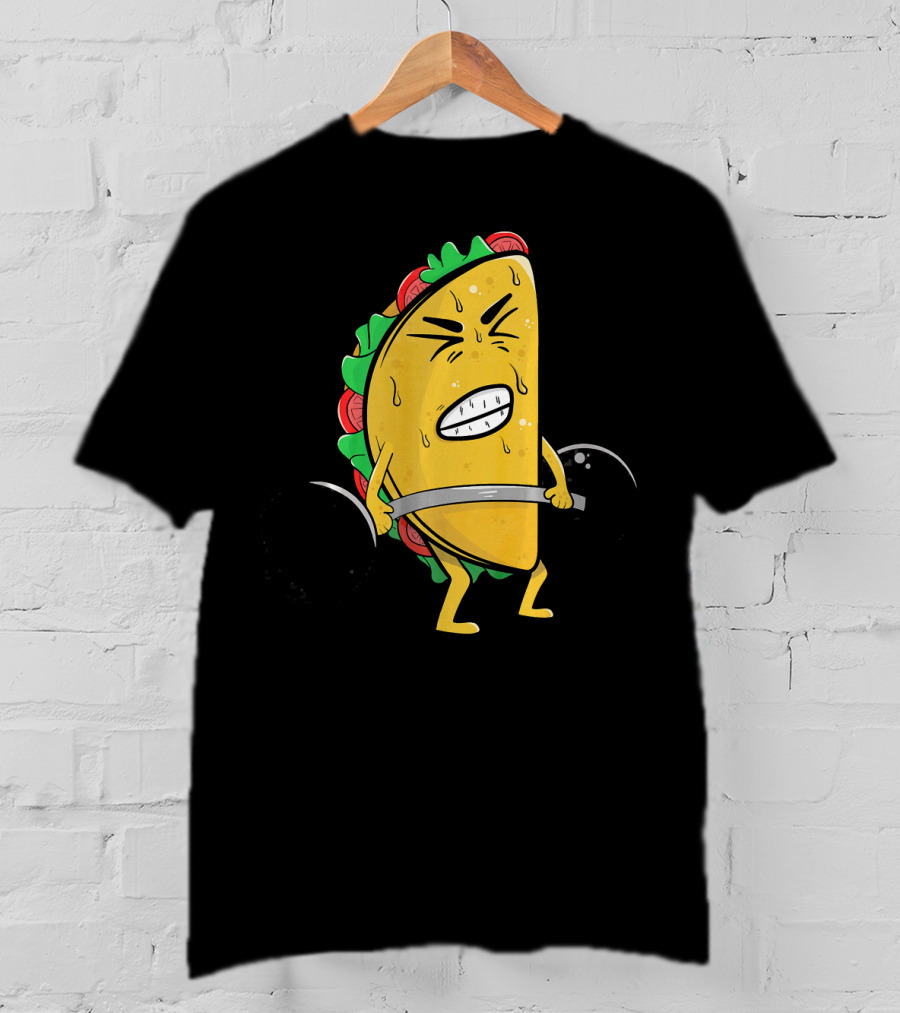 Funny Spanish Weightlifting Taco With Determined Expression T-Shirt
