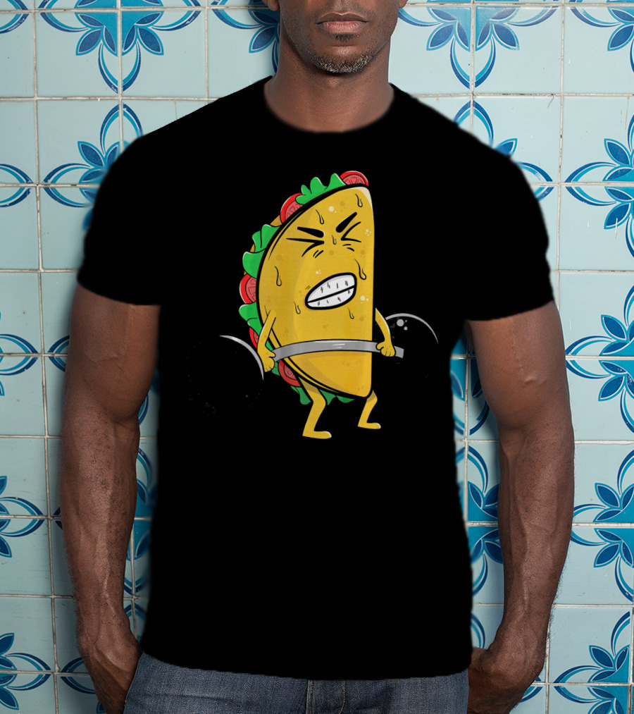 Funny Spanish Weightlifting Taco With Determined Expression T-Shirt
