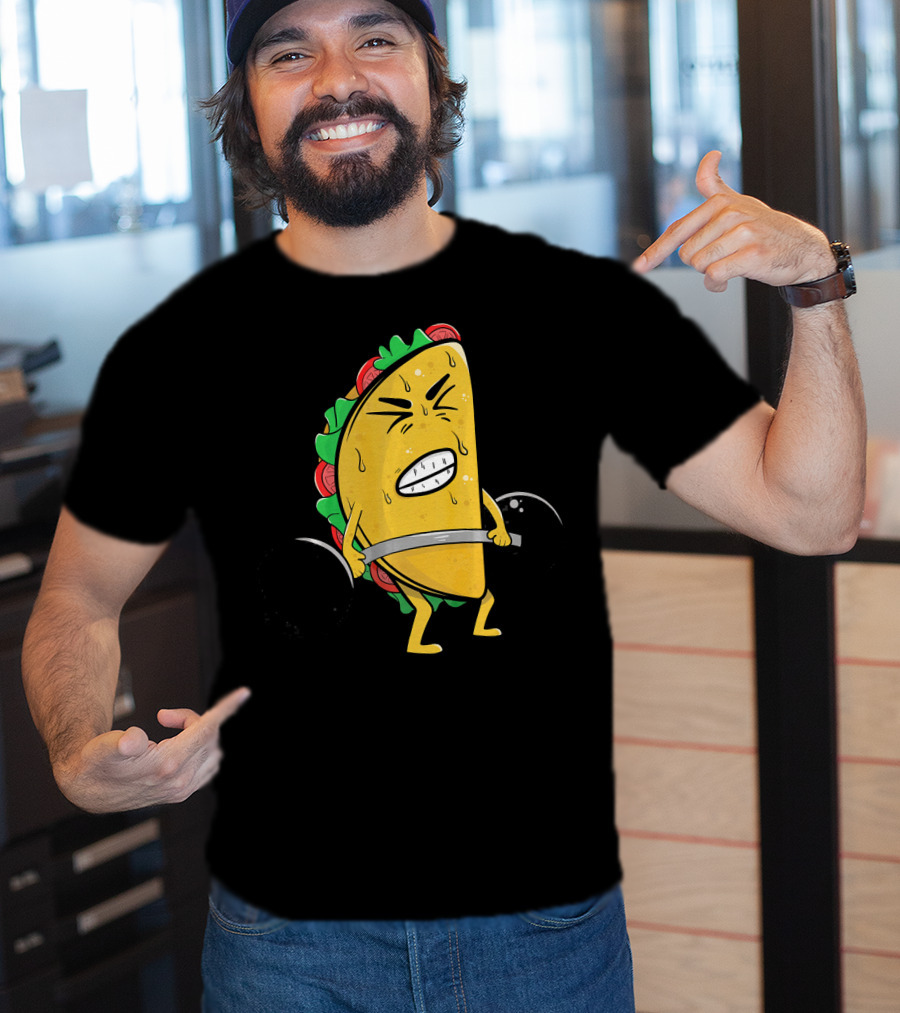 Funny Spanish Weightlifting Taco With Determined Expression T-Shirt