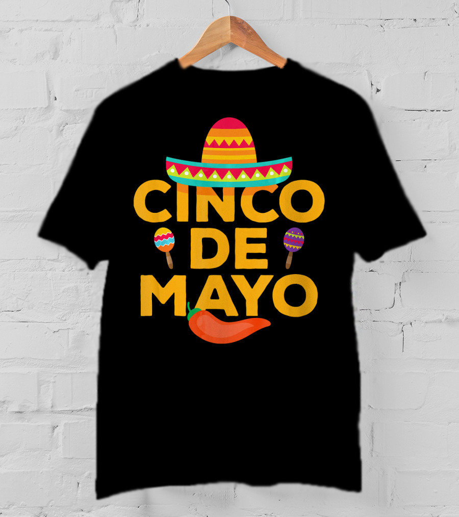 Cinco De Mayo Sombrero Maracas Pepper T-Shirt