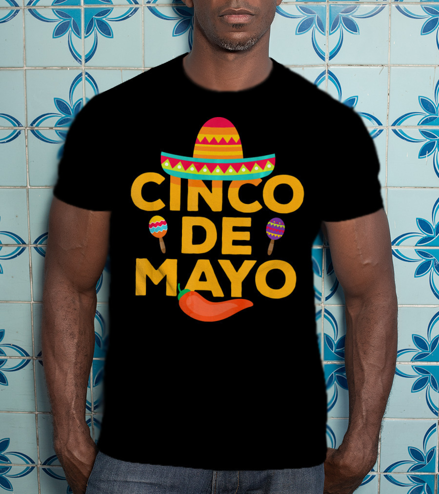 Cinco De Mayo Sombrero Maracas Pepper T-Shirt