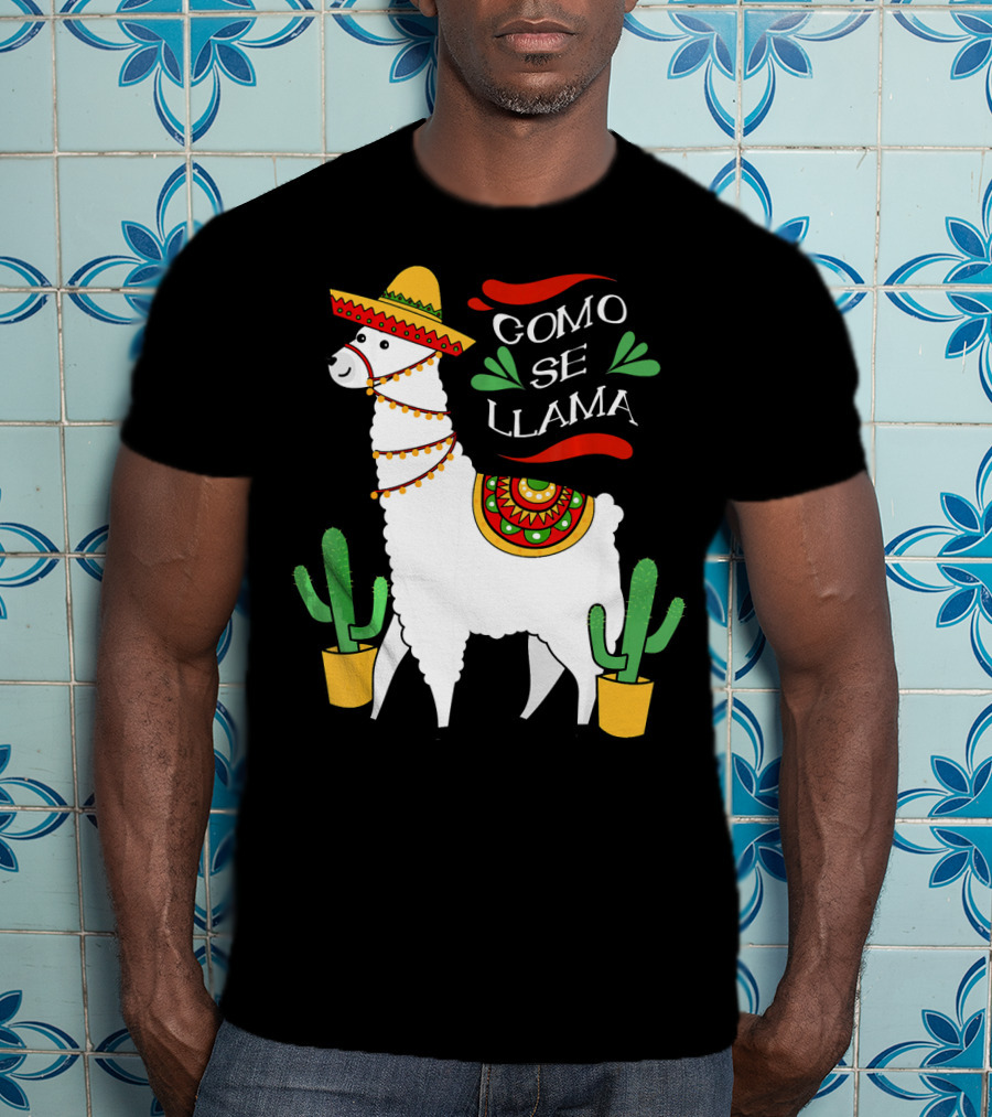 Como Se Llama Cactus Cute Llama With Sombrero Cinco De Mayo T-Shirt
