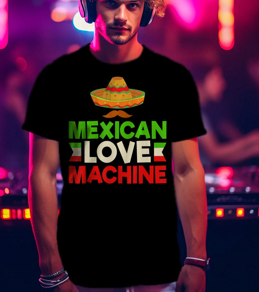 Mexican Love Machine Sombrero And Mustache T-Shirt