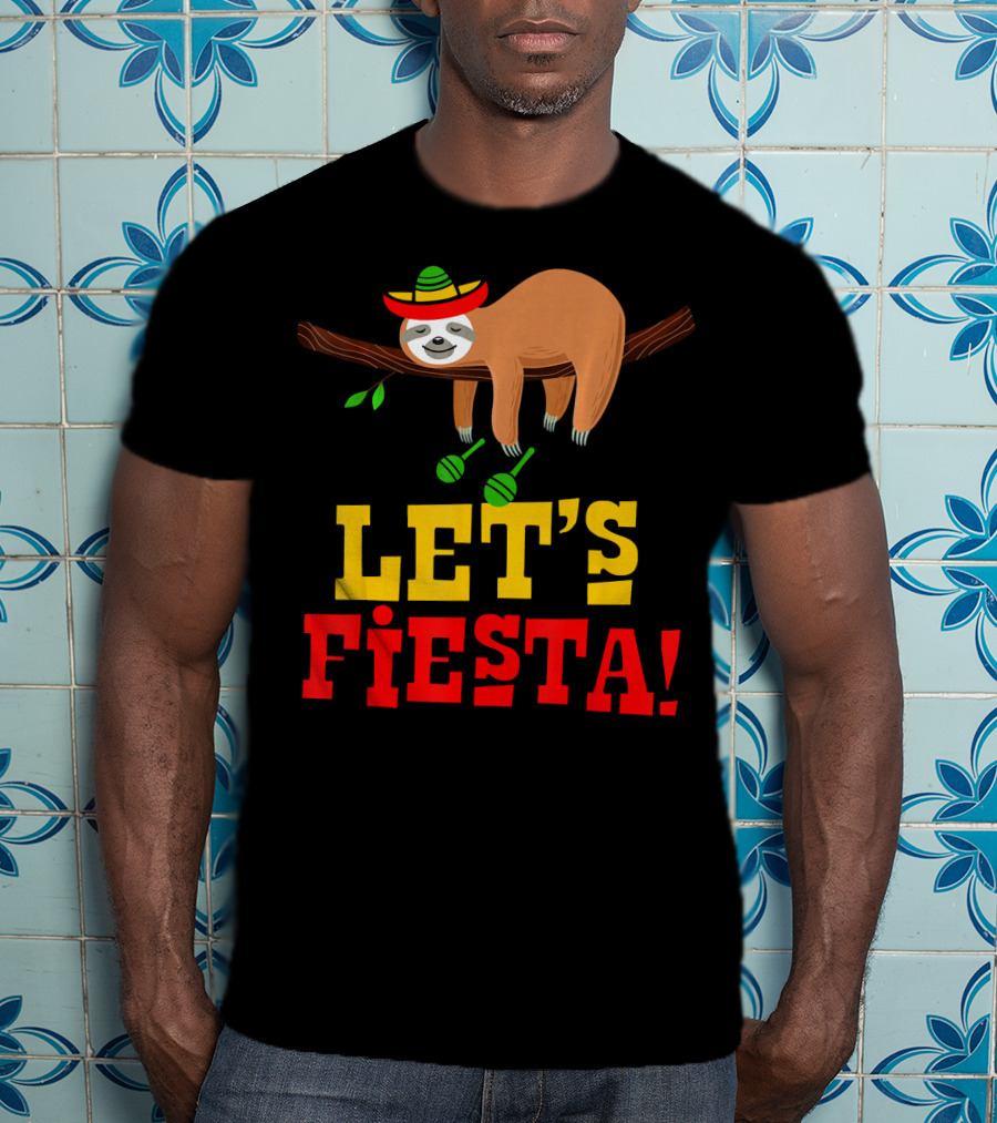 Let's Fiesta Cinco De Mayo Sloth Sombrero T-Shirt
