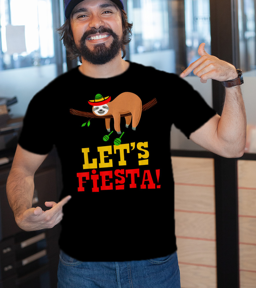Let's Fiesta Cinco De Mayo Sloth Sombrero T-Shirt