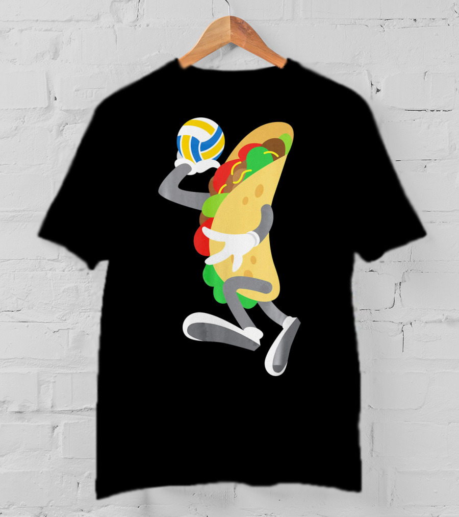 Taco Volleyball Ball Funny Mexican Cinco Volleyball Player T-Shirt