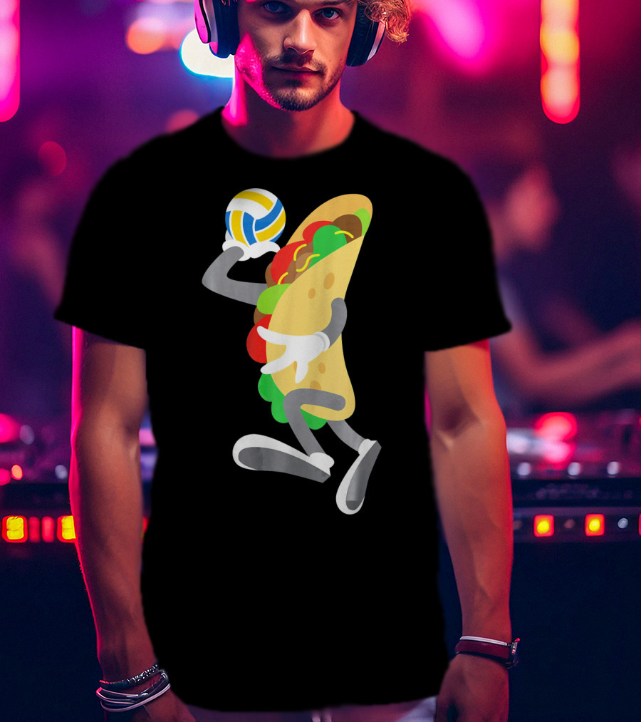 Taco Volleyball Ball Funny Mexican Cinco Volleyball Player T-Shirt
