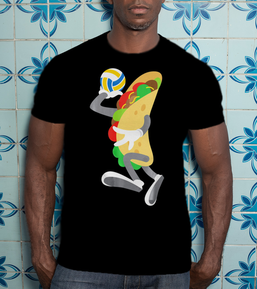 Taco Volleyball Ball Funny Mexican Cinco Volleyball Player T-Shirt