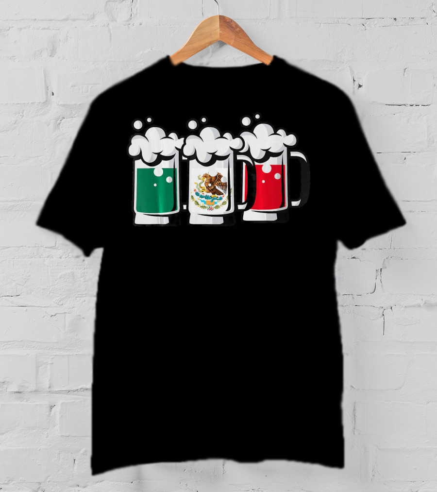 Mexican Flag Beer Glasses Cinco De Mayo T-Shirt