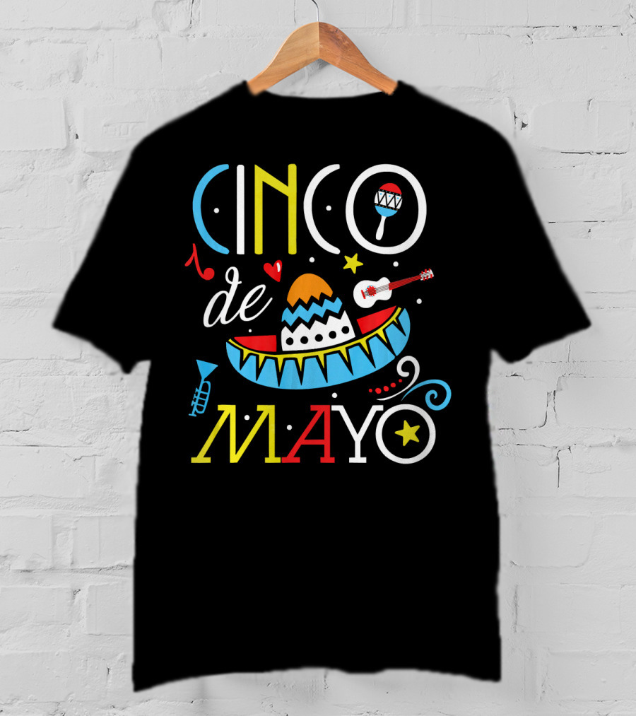Cinco De Mayo Party Sombrero Maraca Guitar T-Shirt