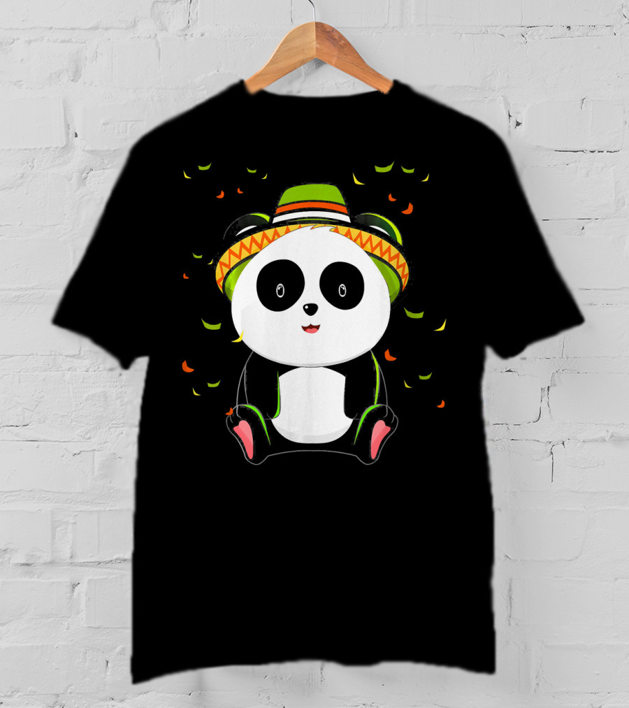 Cute Panda Bear With Sombrero For Cinco De Mayo 5th Of May T-Shirt