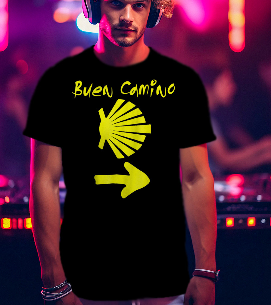 Buen Camino Santiago Yellow Shell Arrow T-Shirt