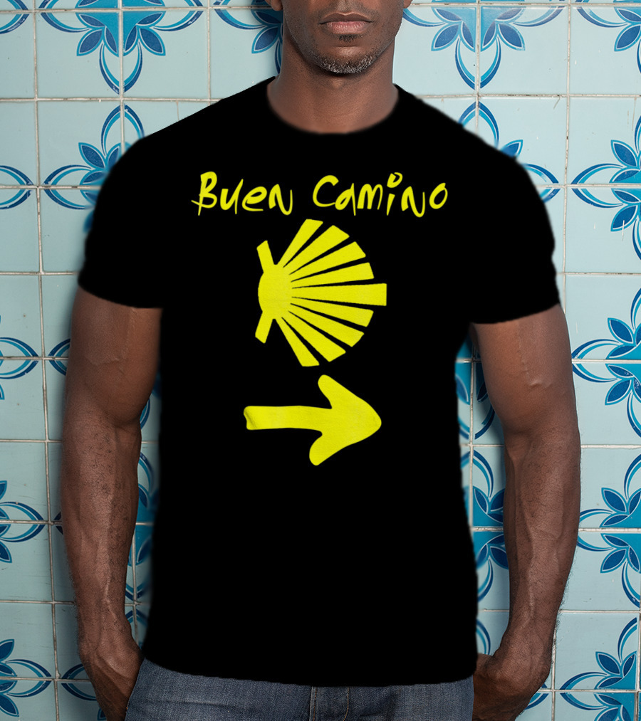 Buen Camino Santiago Yellow Shell Arrow T-Shirt