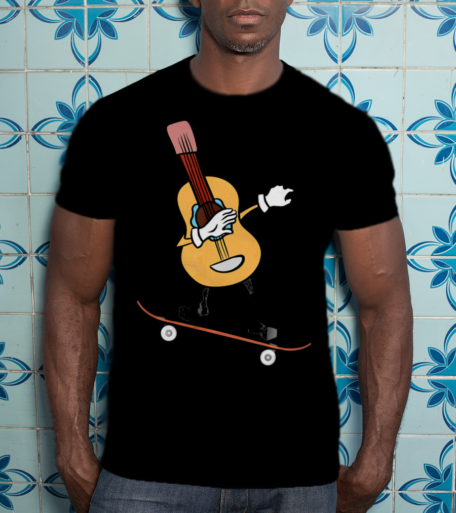 Skateboard Cinco De Mayo Funny Mexico Guitar Riding T-Shirt
