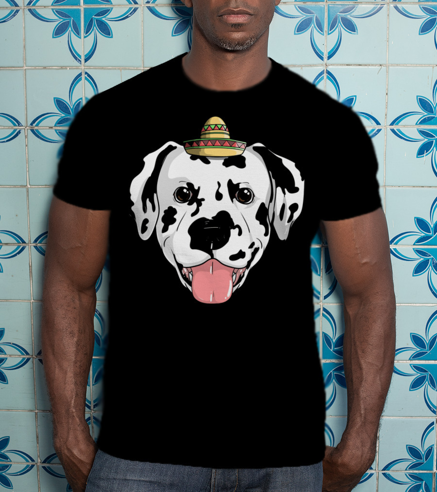 Dalmatian Dog Sombrero Fiesta Cinco De Mayo Fun T-Shirt