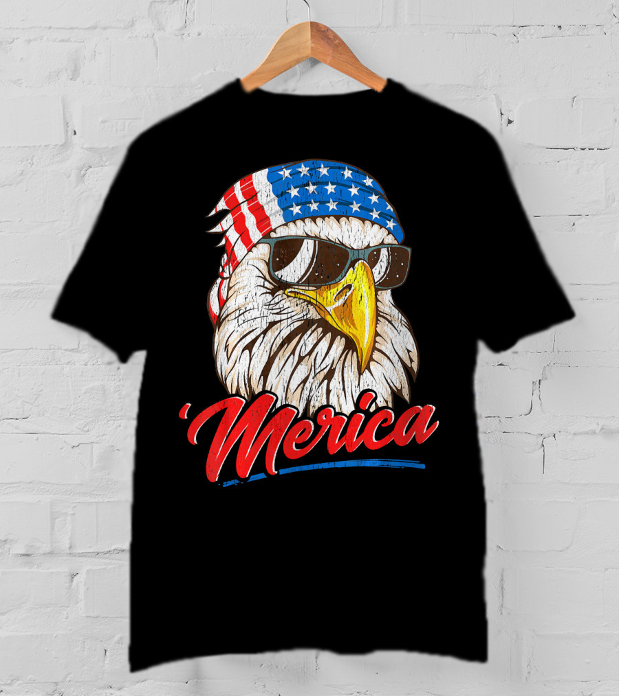 Merica Bald Eagle 80s Mullet Eagle Ameri T-Shirt