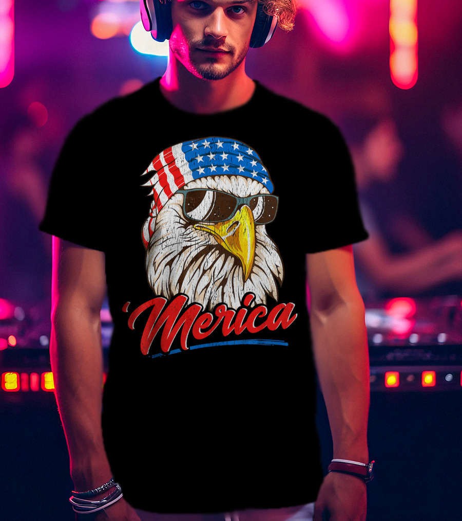 Merica Bald Eagle 80s Mullet Eagle Ameri T-Shirt
