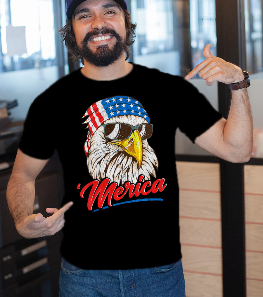 Merica Bald Eagle 80s Mullet Eagle Ameri T-Shirt
