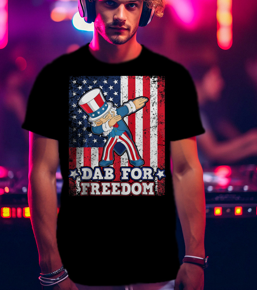 Uncle Sam Dabbing Dab For Freedom Patriotic Flag T-Shirt