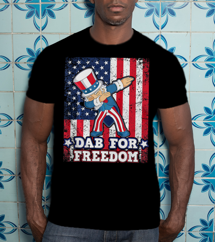 Uncle Sam Dabbing Dab For Freedom Patriotic Flag T-Shirt