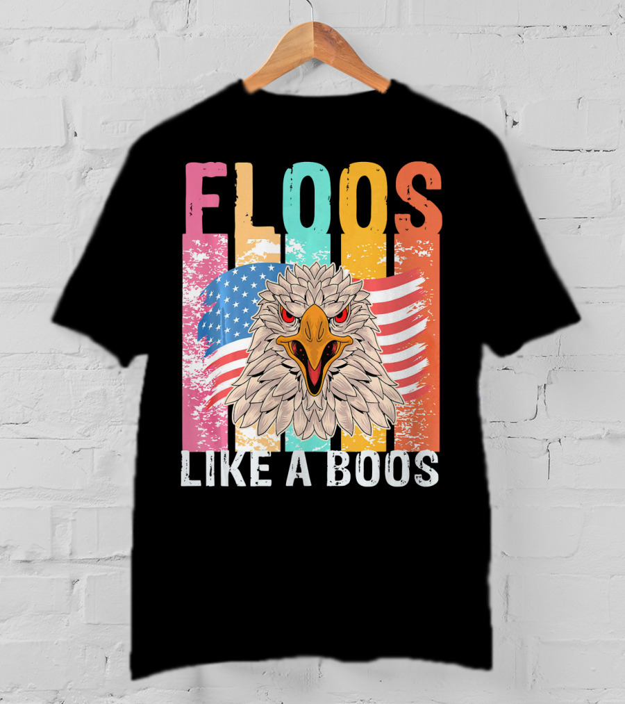 FLOOS Like A Boos Bald Eagle American Flag Vantage T-Shirt