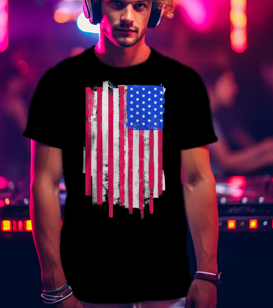 American Distressed USA Flag Patriotic T-Shirt