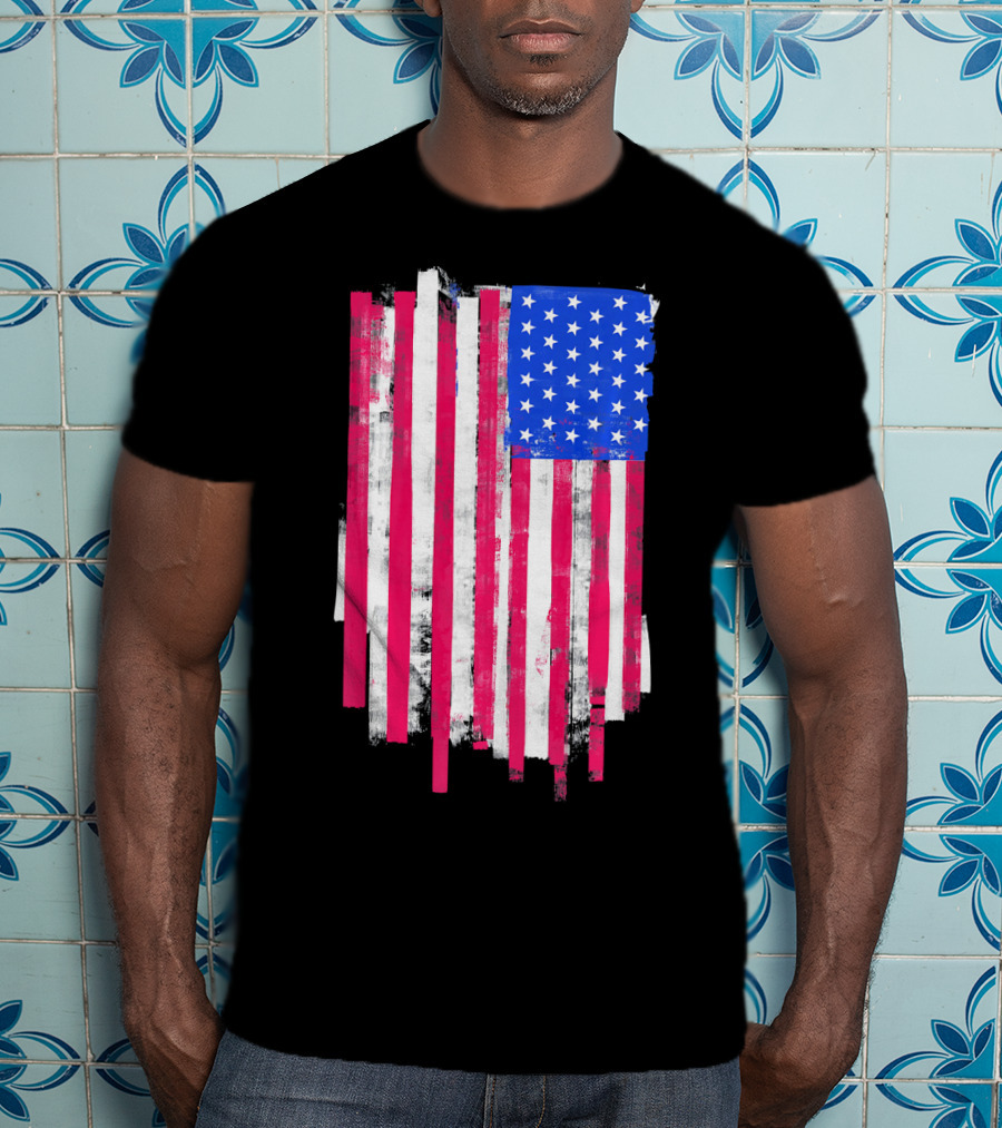 American Distressed USA Flag Patriotic T-Shirt