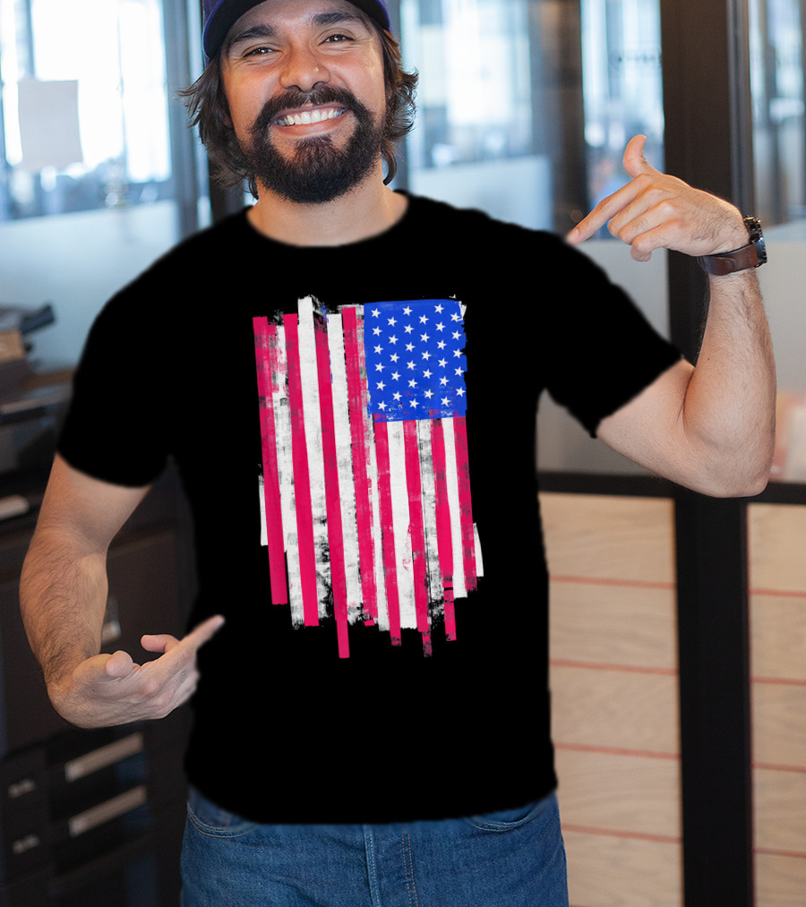 American Distressed USA Flag Patriotic T-Shirt