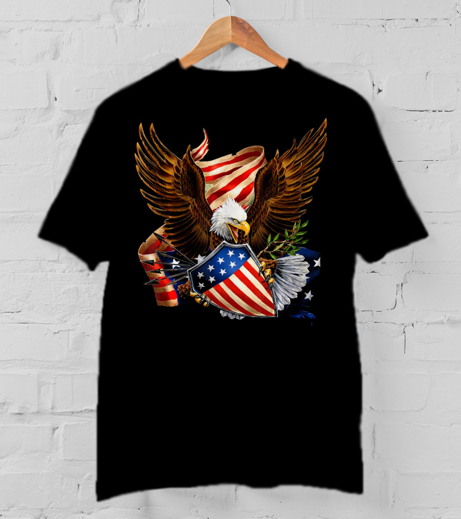 American Patriotic Eagle With Shield Arrows And Stars T-Shirt