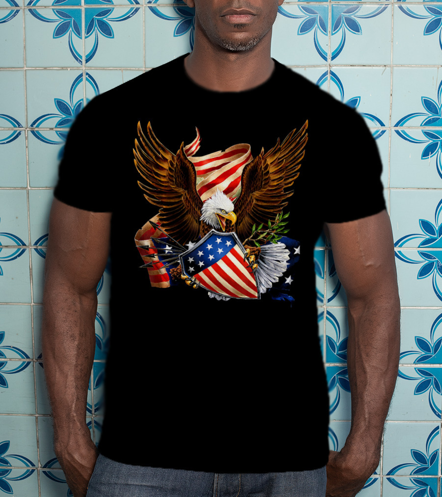 American Patriotic Eagle With Shield Arrows And Stars T-Shirt