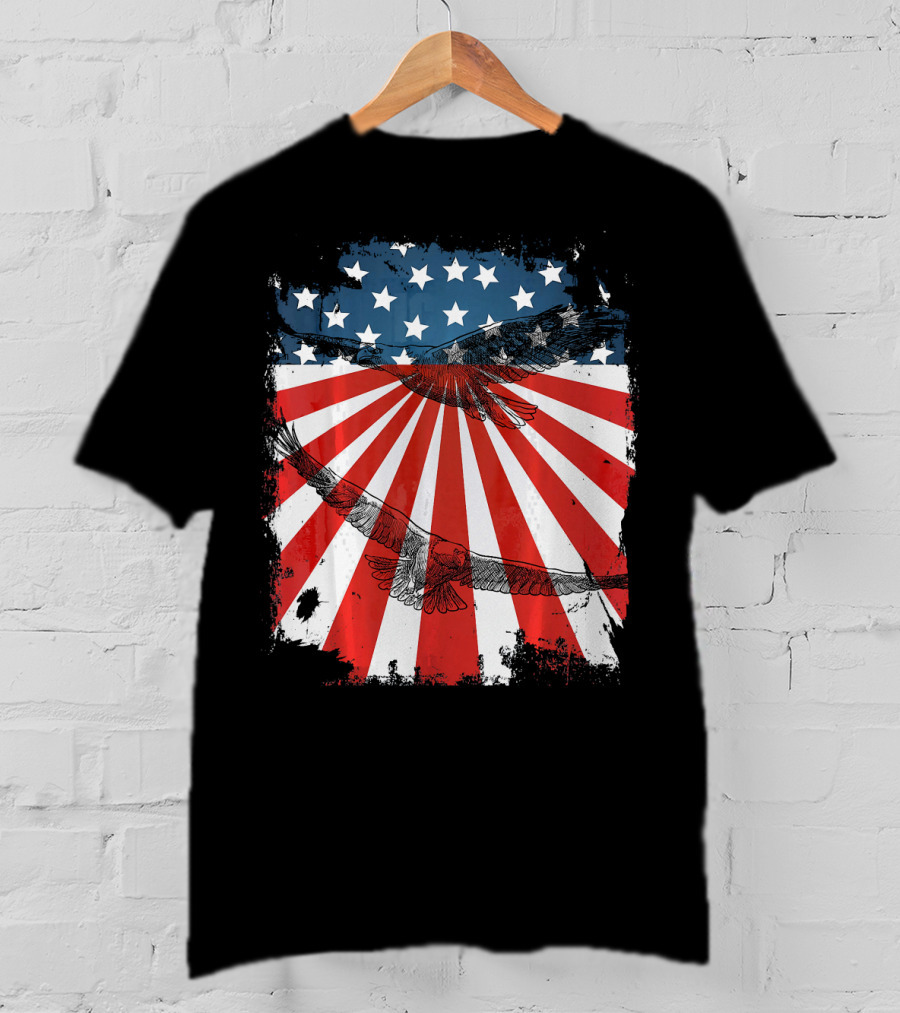 Patriotic Bald Eagle American Flag T-Shirt