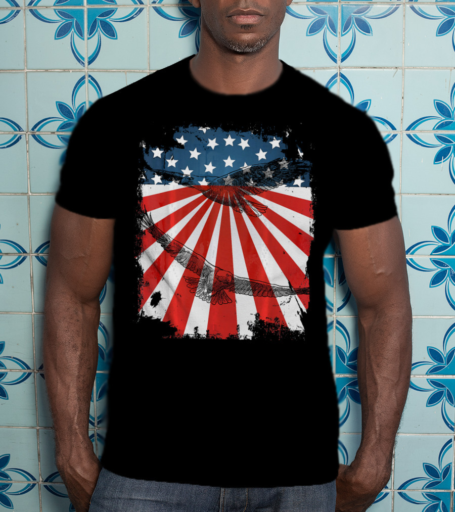 Patriotic Bald Eagle American Flag T-Shirt