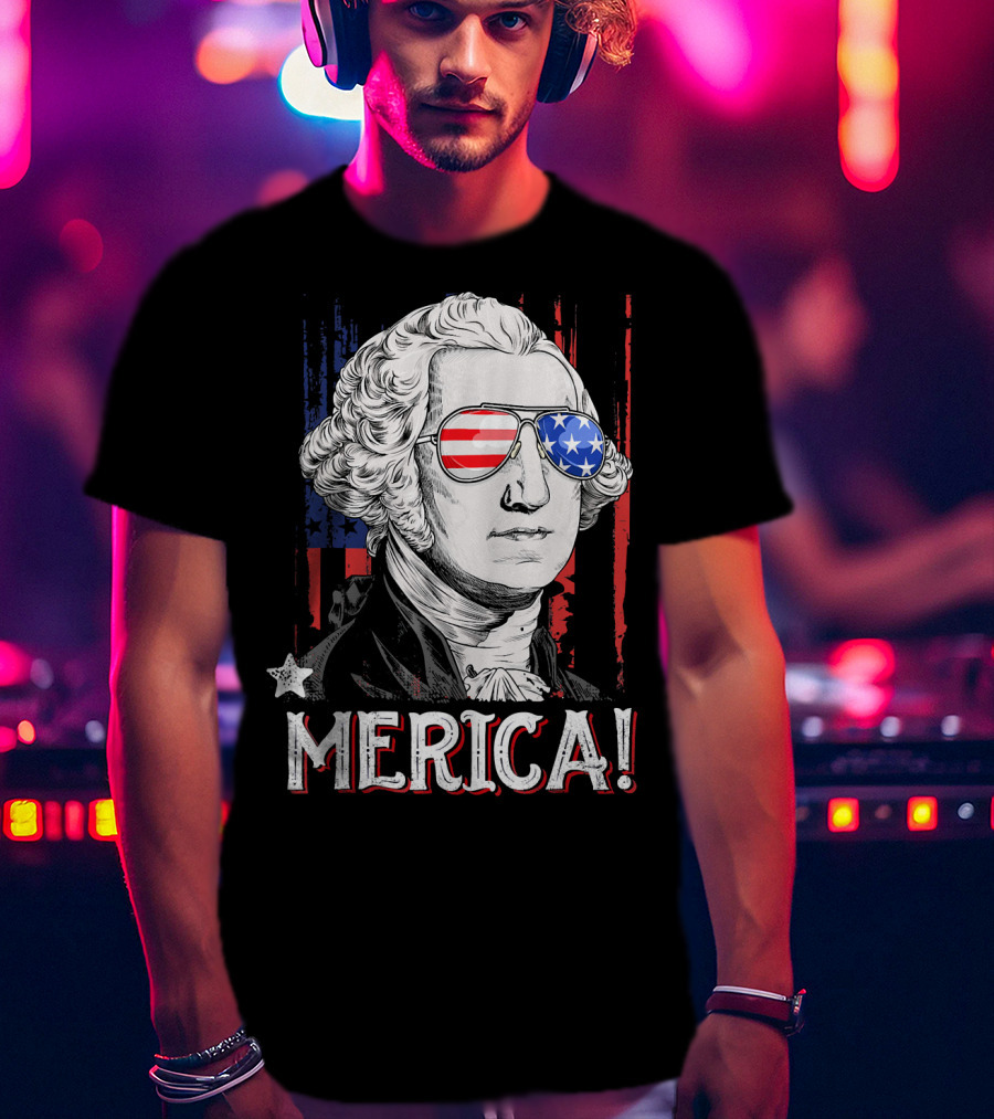 Star-Spangled George Washington Cool Shades Merica T-Shirt