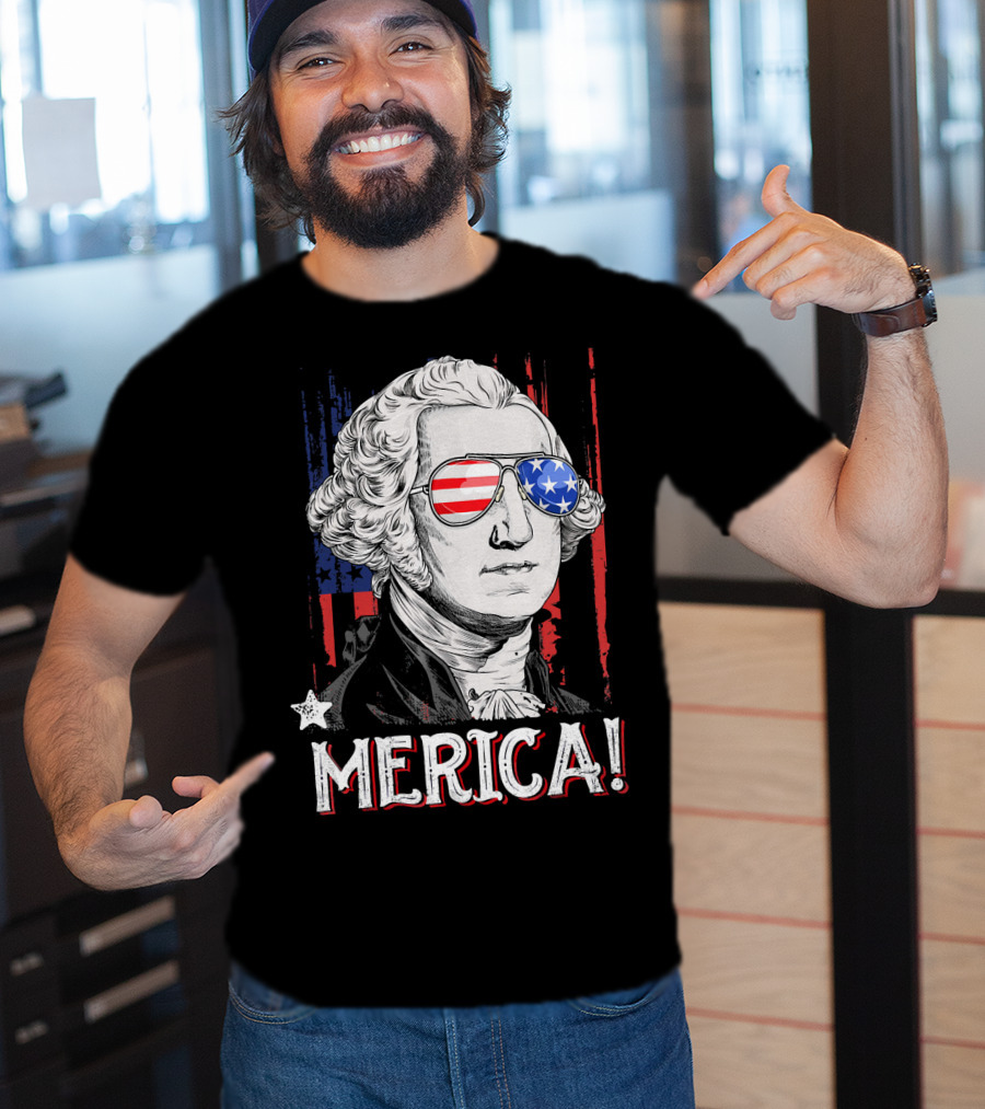 Star-Spangled George Washington Cool Shades Merica T-Shirt