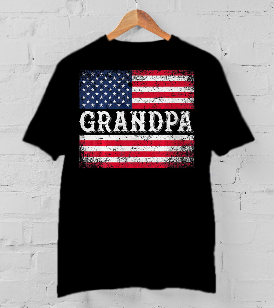 Grandpa Patriotic Vintage USA Flag T-Shirt