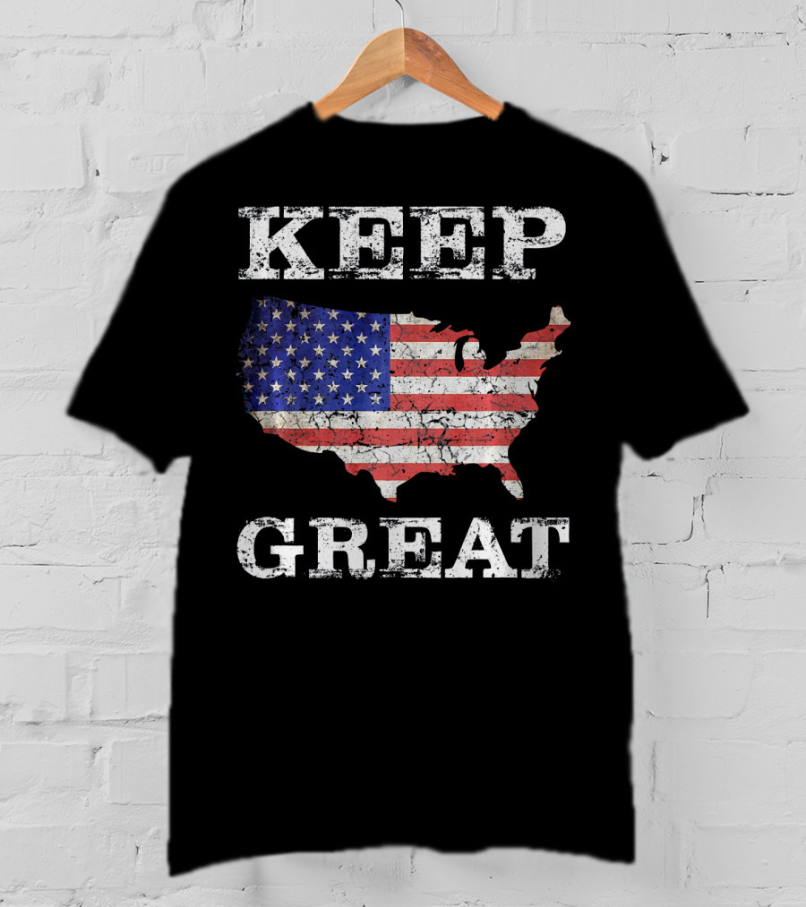 Keep America Great Vintage Patriot Map Flag T-Shirt