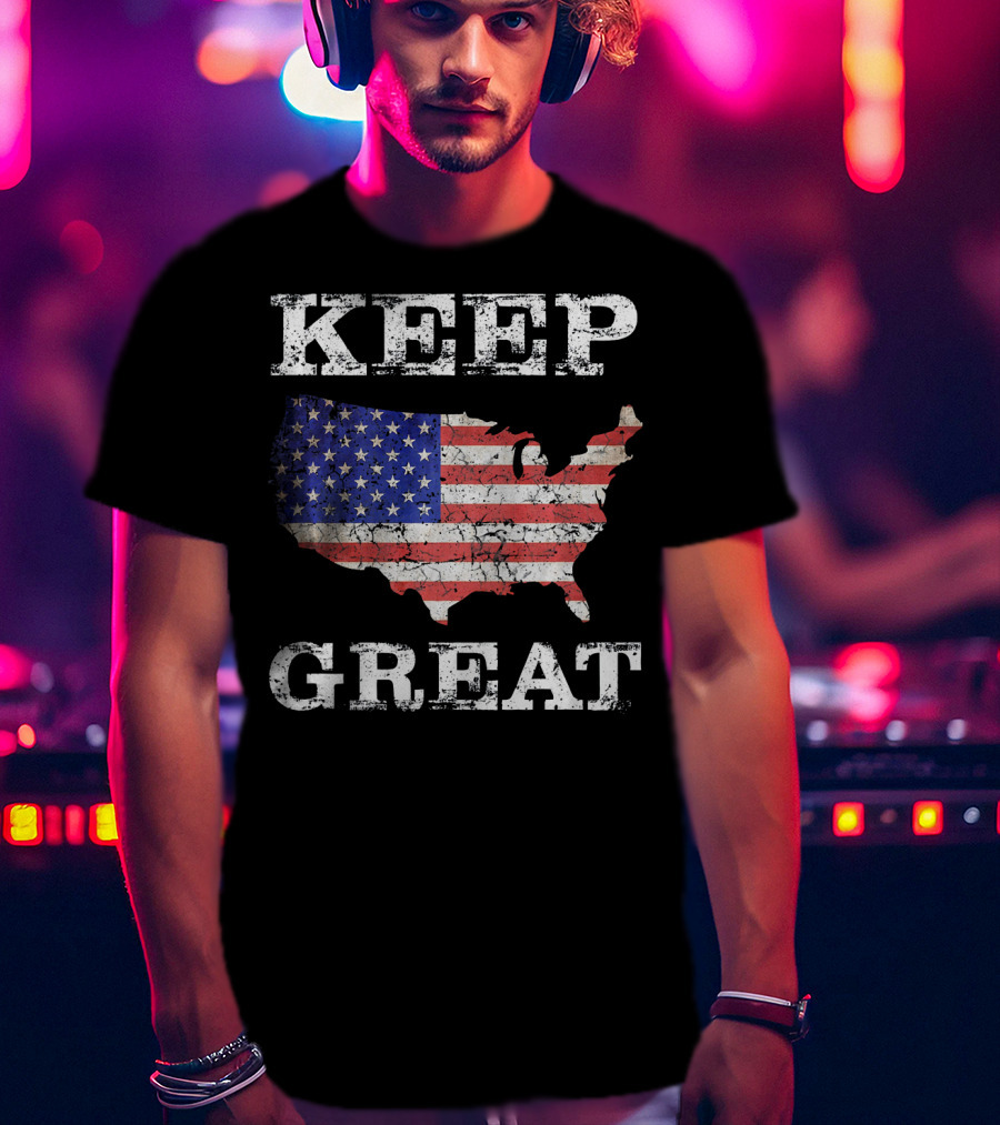 Keep America Great Vintage Patriot Map Flag T-Shirt