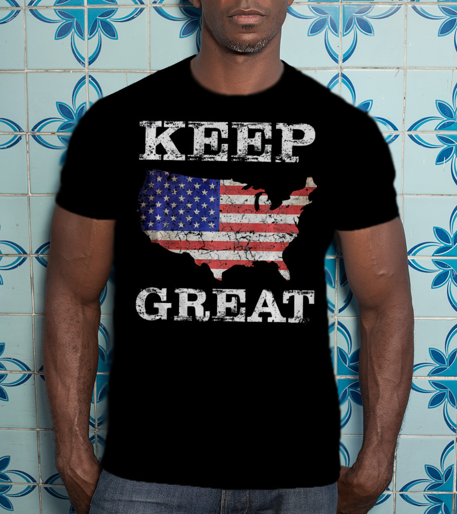 Keep America Great Vintage Patriot Map Flag T-Shirt