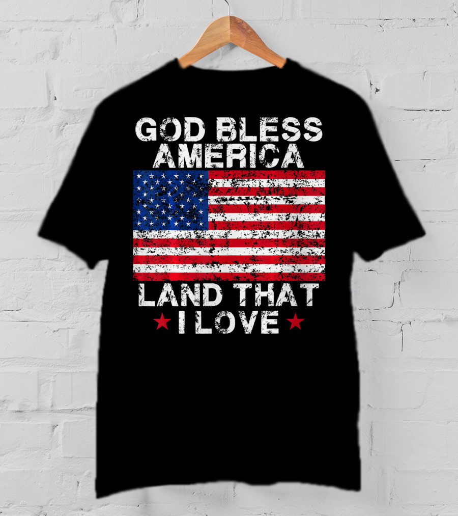 God Bless America Land That I Love Vintage Flag Stars T-Shirt