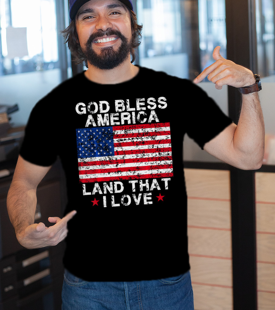 God Bless America Land That I Love Vintage Flag Stars T-Shirt