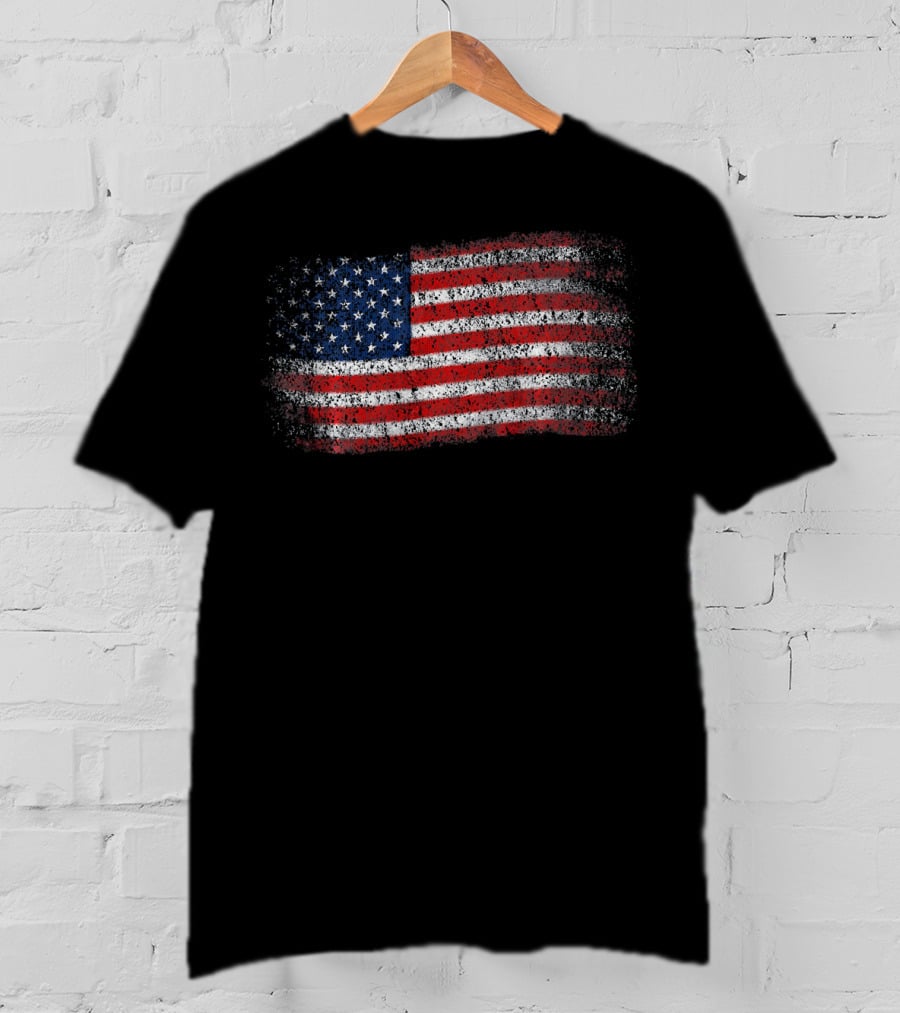 Vintage Distressed USA Flag Patriotic American T-Shirt