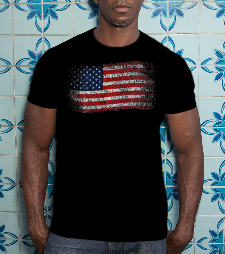 Vintage Distressed USA Flag Patriotic American T-Shirt