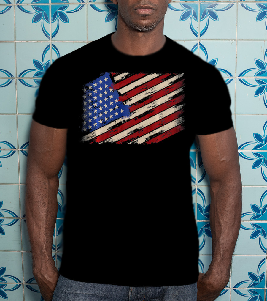 Distressed American US Flag Vintage Retro T-Shirt