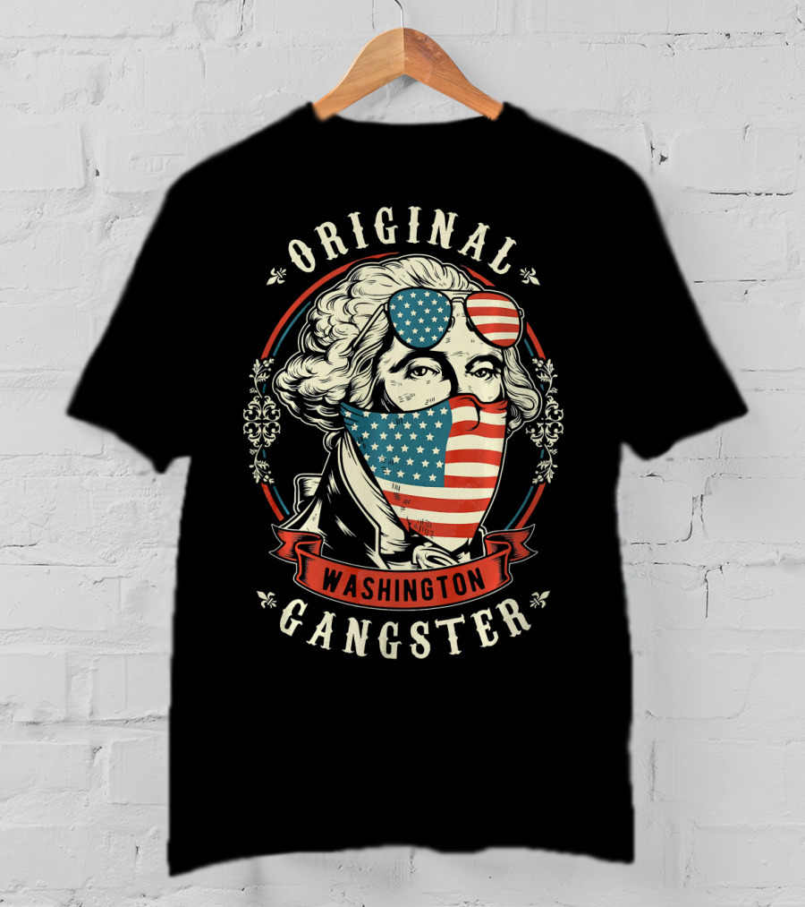 Original Gangster Washington American Flag Bandana Sunglasses T-Shirt