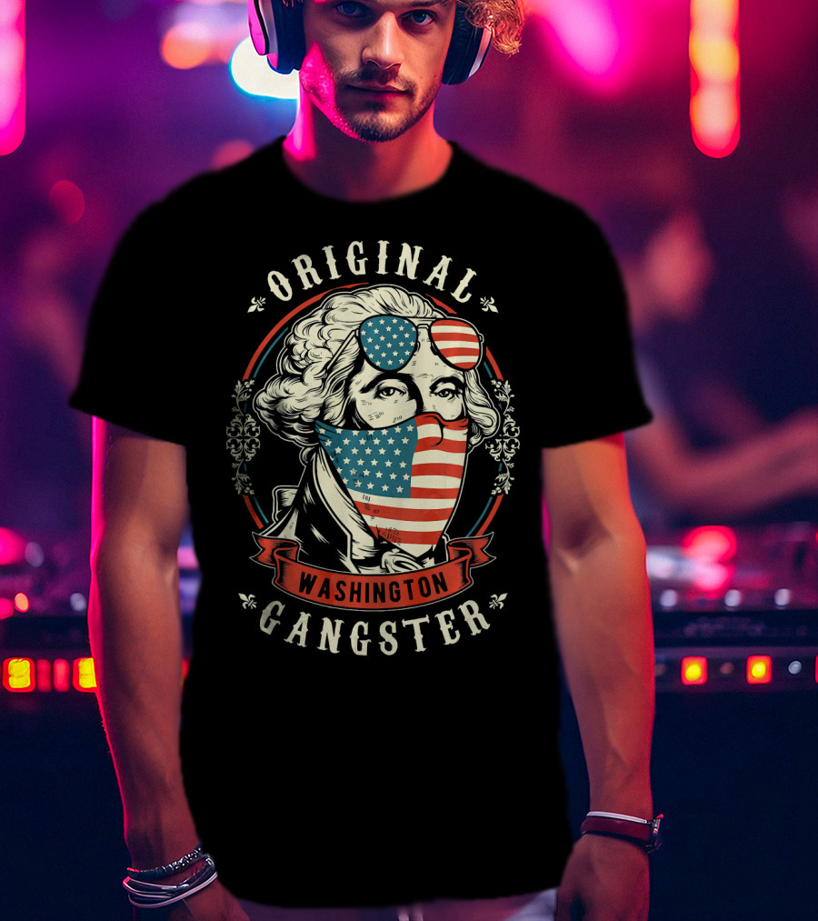 Original Gangster Washington American Flag Bandana Sunglasses T-Shirt