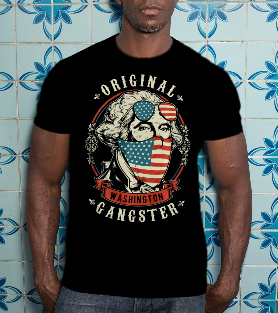 Original Gangster Washington American Flag Bandana Sunglasses T-Shirt